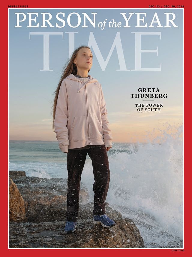 2019年，美国《时代》杂志的年度风云人物——格蕾塔·桑伯格。