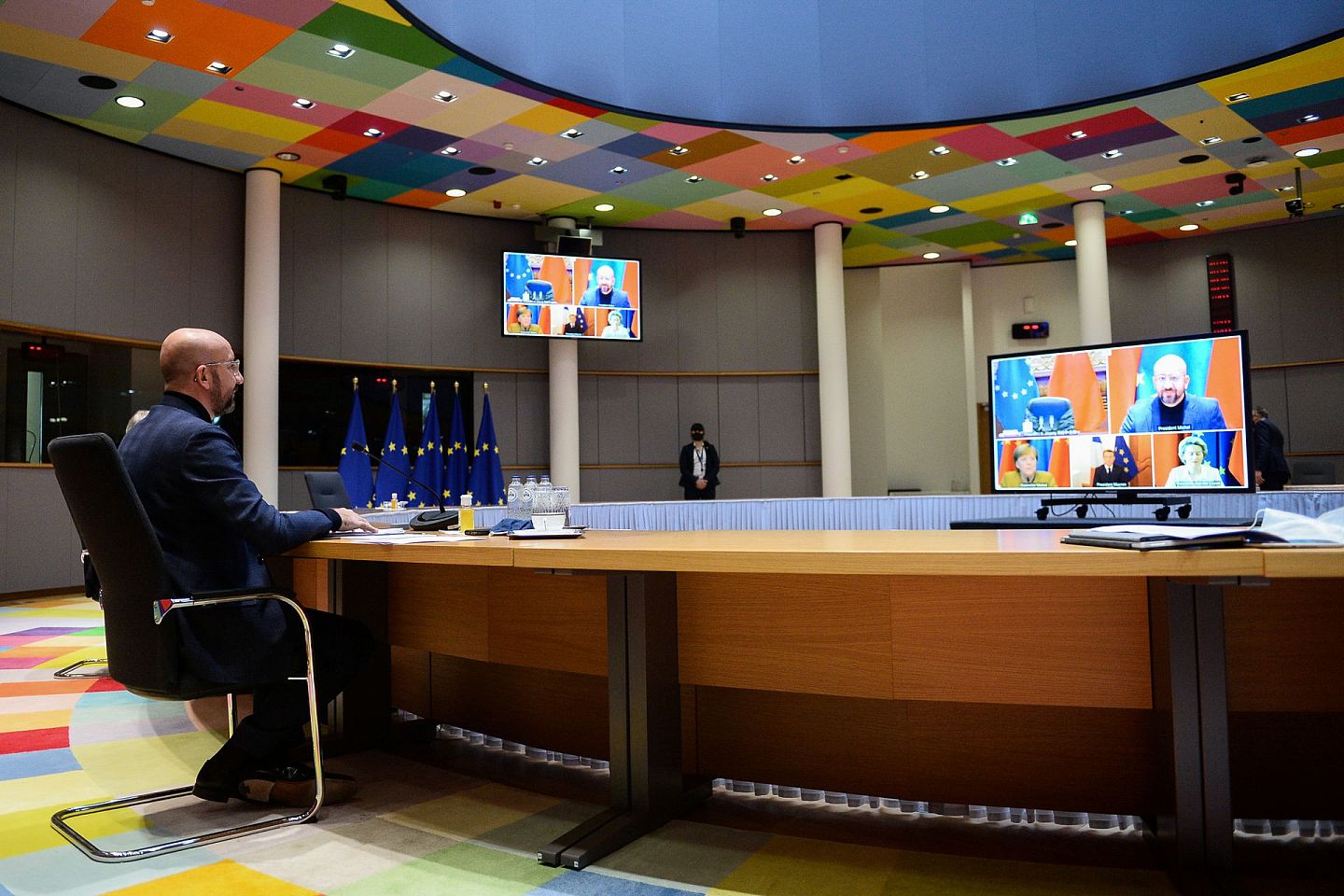 欧洲理事会主席米歇尔出席了这次视频峰会。（Reuters）