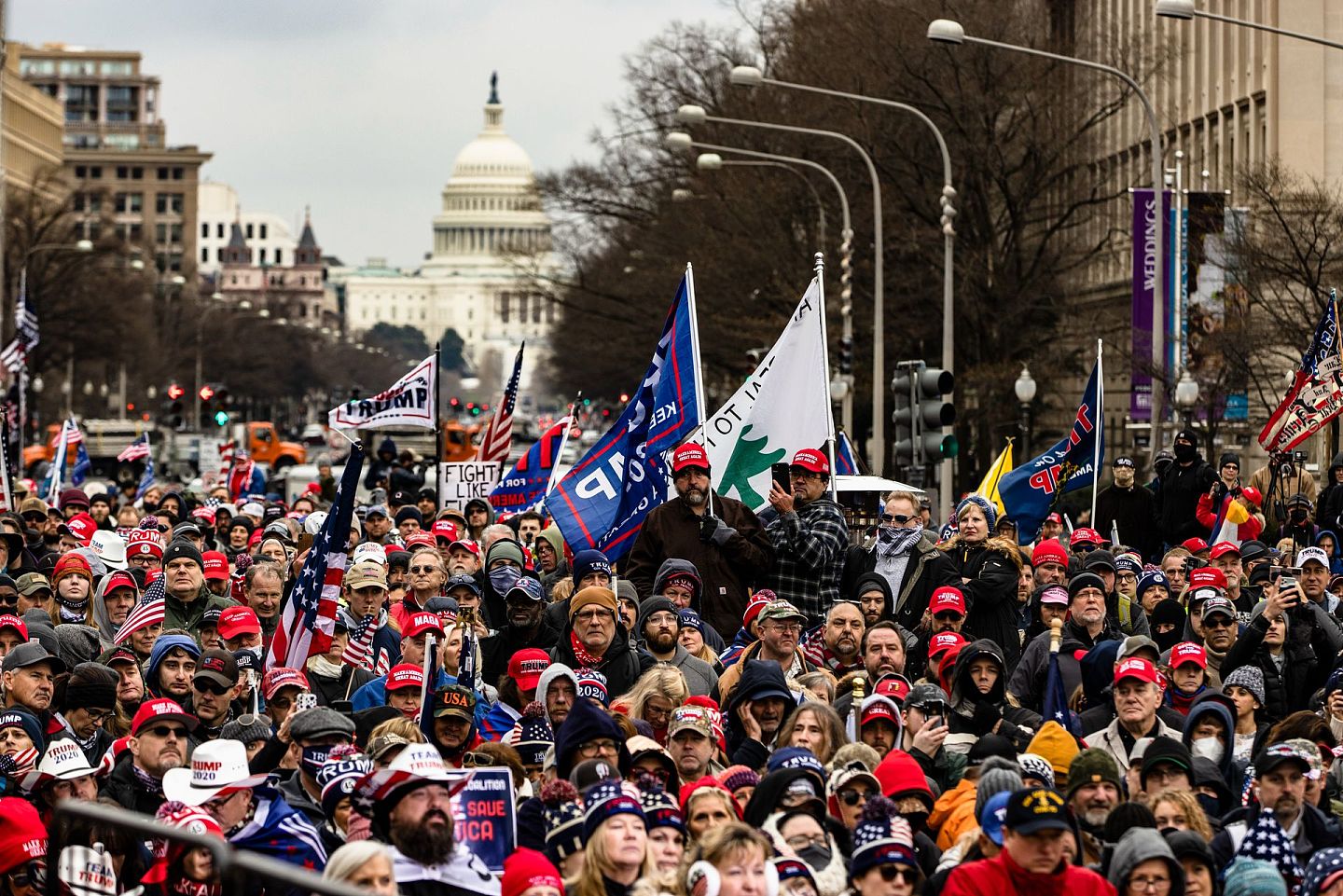 2021年1月5日，特朗普的支持者在华盛顿特区的自由广场举行集会。（Getty）