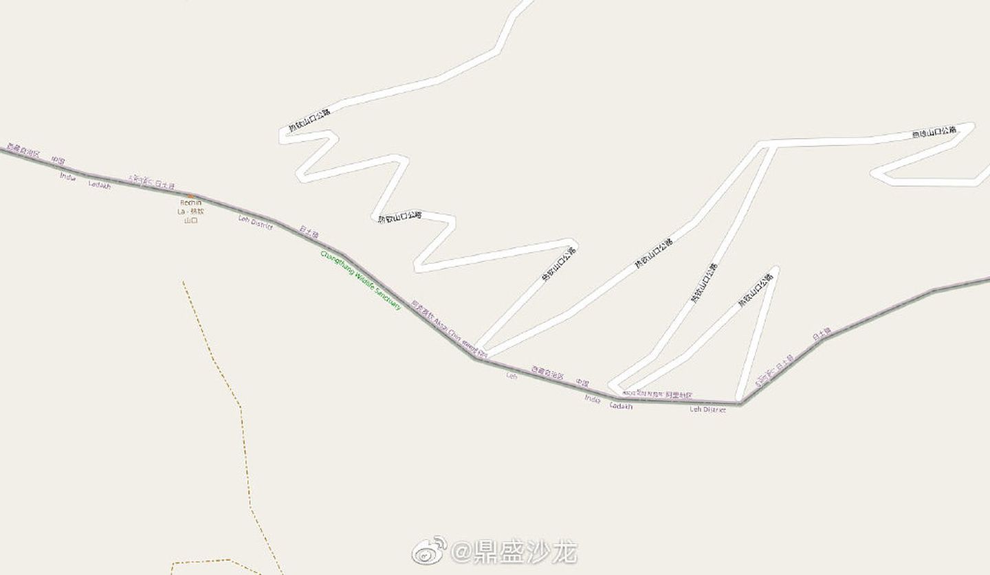 热钦山口地图照片。（微博＠鼎盛沙龙）
