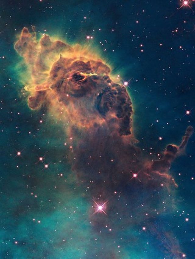 A stellar jet in the Carina Nebula is pictured in space by the Hubble telescope in 2009