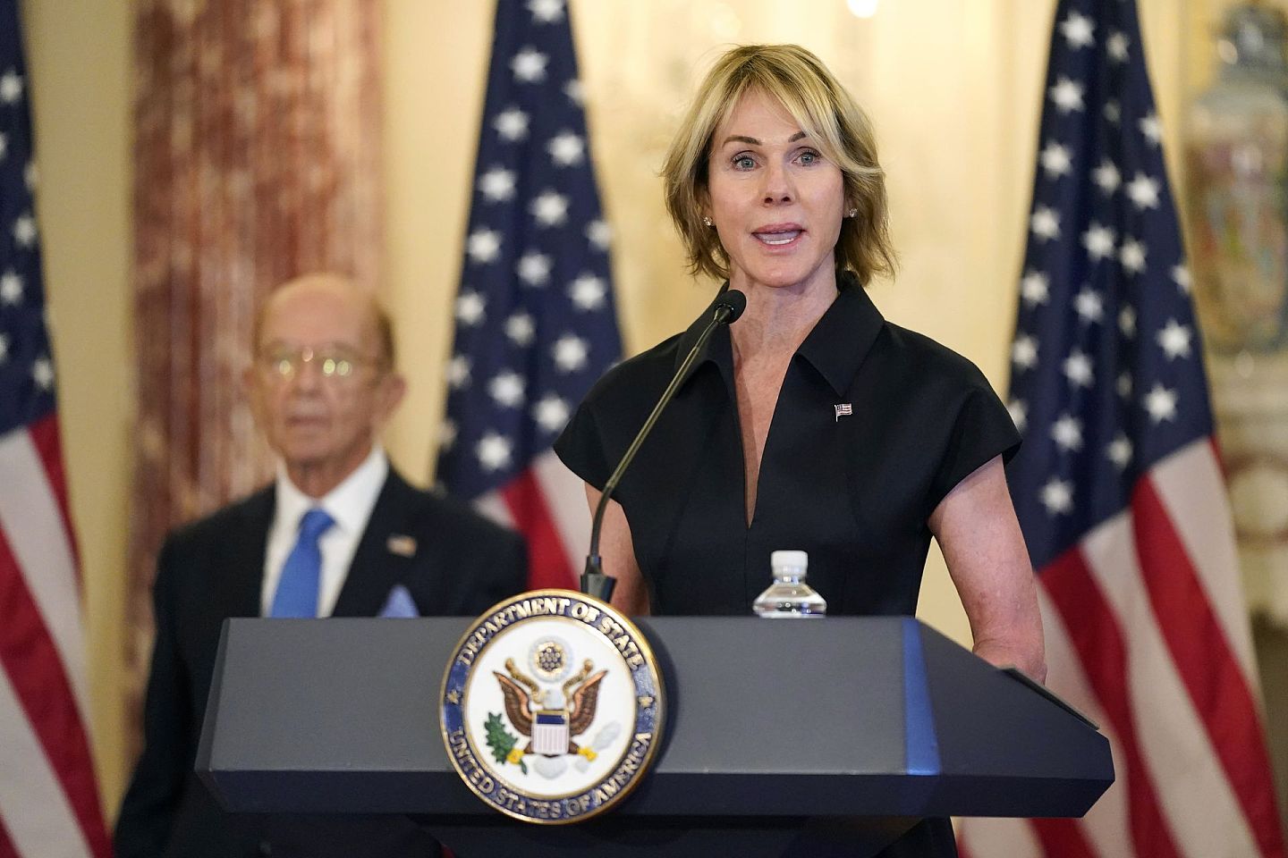 2020年9月21日，克拉夫特在美国务院出席记者会。（AP）
