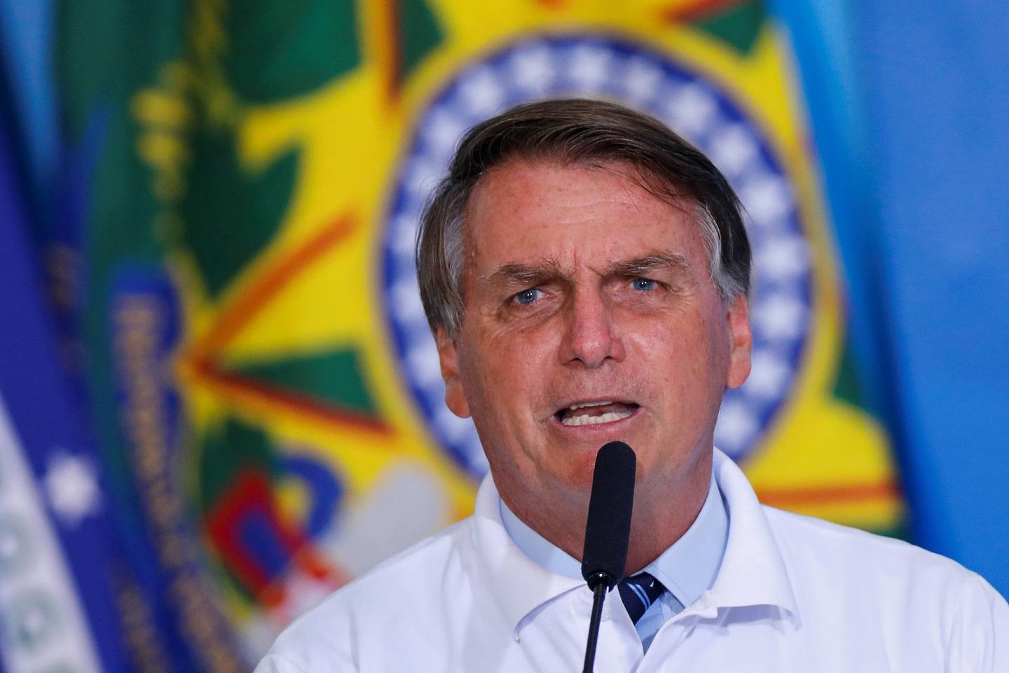 图为1月12日，巴西总统博尔索纳罗（Jair Bolsonaro）在一个活动上致辞。 （Reuters）