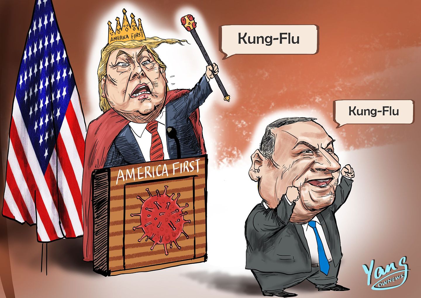 在中国议题上，尤其是疫情问题上，特朗普政府称“病毒起源于中国”，对此，蓬佩奥也为之呐喊。