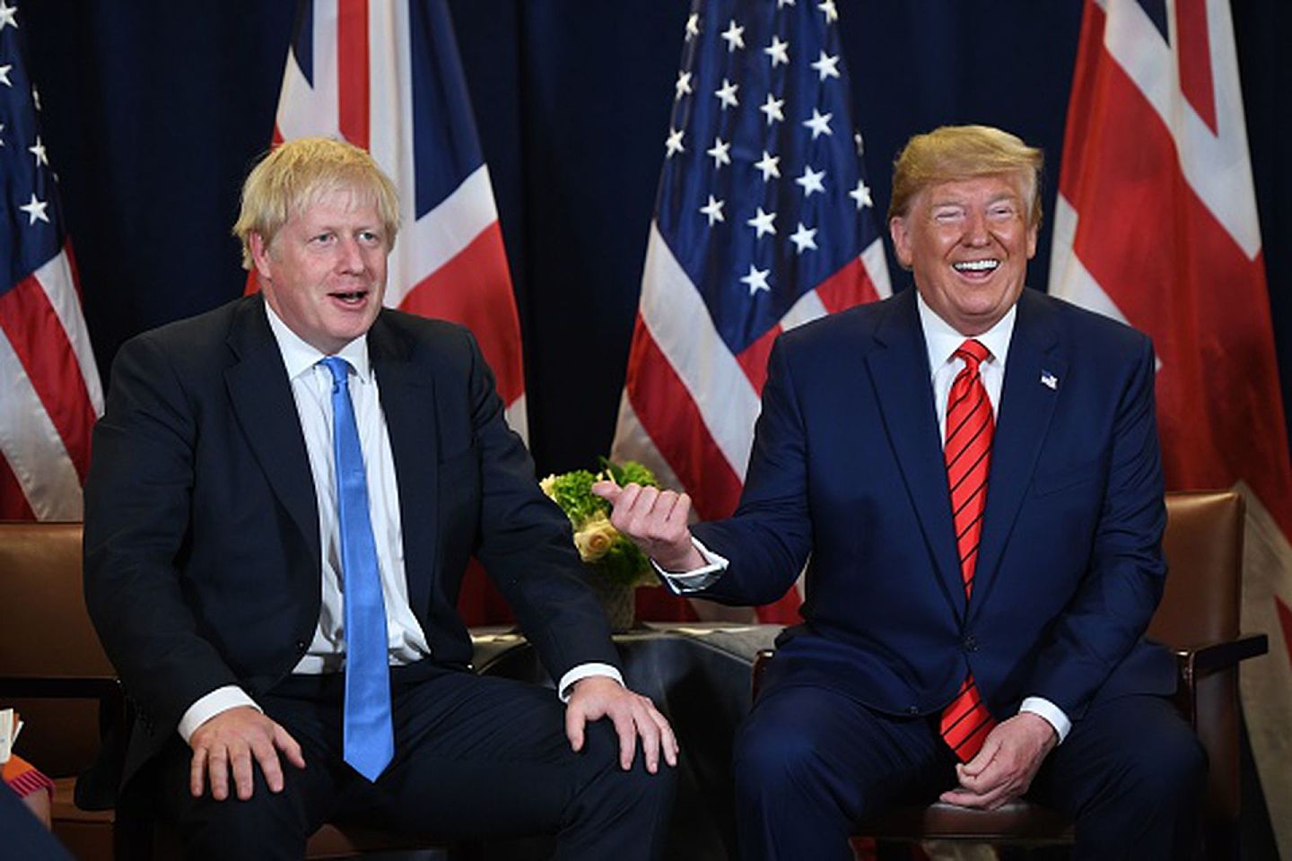 2019年9月24日，约翰逊与时任美国总统特朗普（Donald Trump）在纽约联合国大会期间举行双边会晤。（Getty Images）