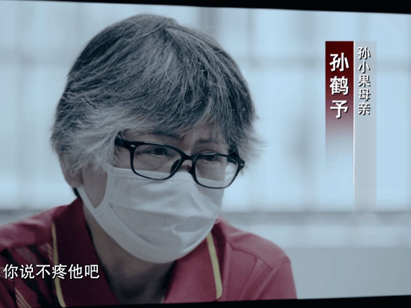 2021年1月22日，中国专题片《正风反腐就在身边》播出第二集《守护民生》，其中孙小果母亲首次出境披露关于儿子案件背后的细节。（ 中国央视视频截图）