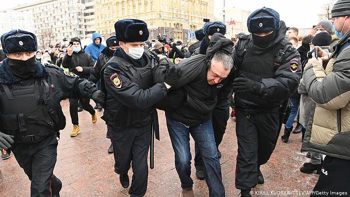 Russland Moskau | Proteste gegen Regierung | wegen Verhaftung von Nawalny