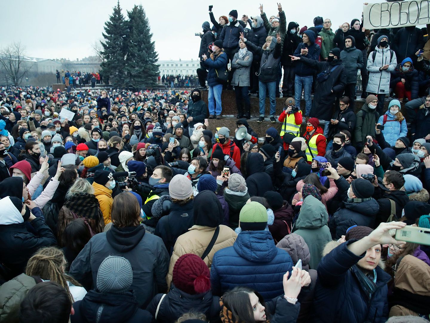 1月23日，俄罗斯爆发大规模示威活动。莫斯科和其他主要城市或将有更大规模的游行示威活动发生。（AP）