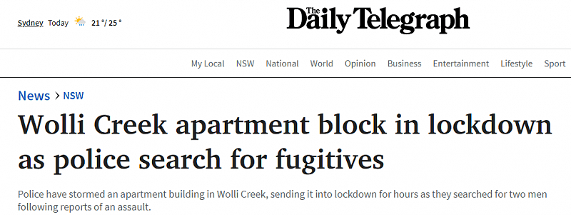 最新！Wolli Creek公寓整楼被封，大批特警搜捕嫌犯！华人网友：防暴警车都来了（组图） - 1
