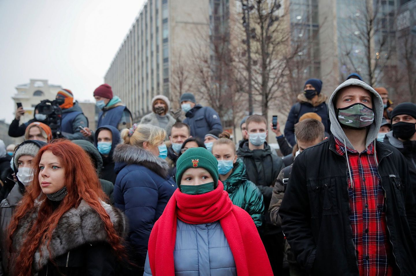 1月23日，俄罗斯莫斯科，民众上街游行，声援反对派领袖纳瓦尔尼。（路透社）