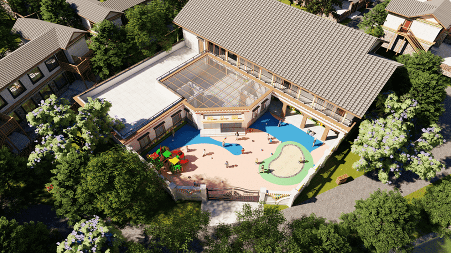 2019年7月19日发布的珞瓦新村幼儿园效果图。（四川成都易合建筑景观设计有限公司官网）