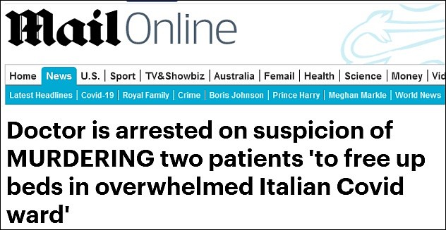意大利医生涉嫌谋杀两名新冠病人被捕，护士：他为了腾出床位（组图） - 1