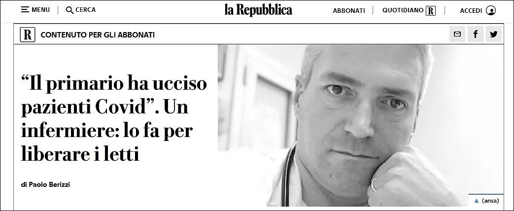 意大利医生涉嫌谋杀两名新冠病人被捕，护士：他为了腾出床位（组图） - 2