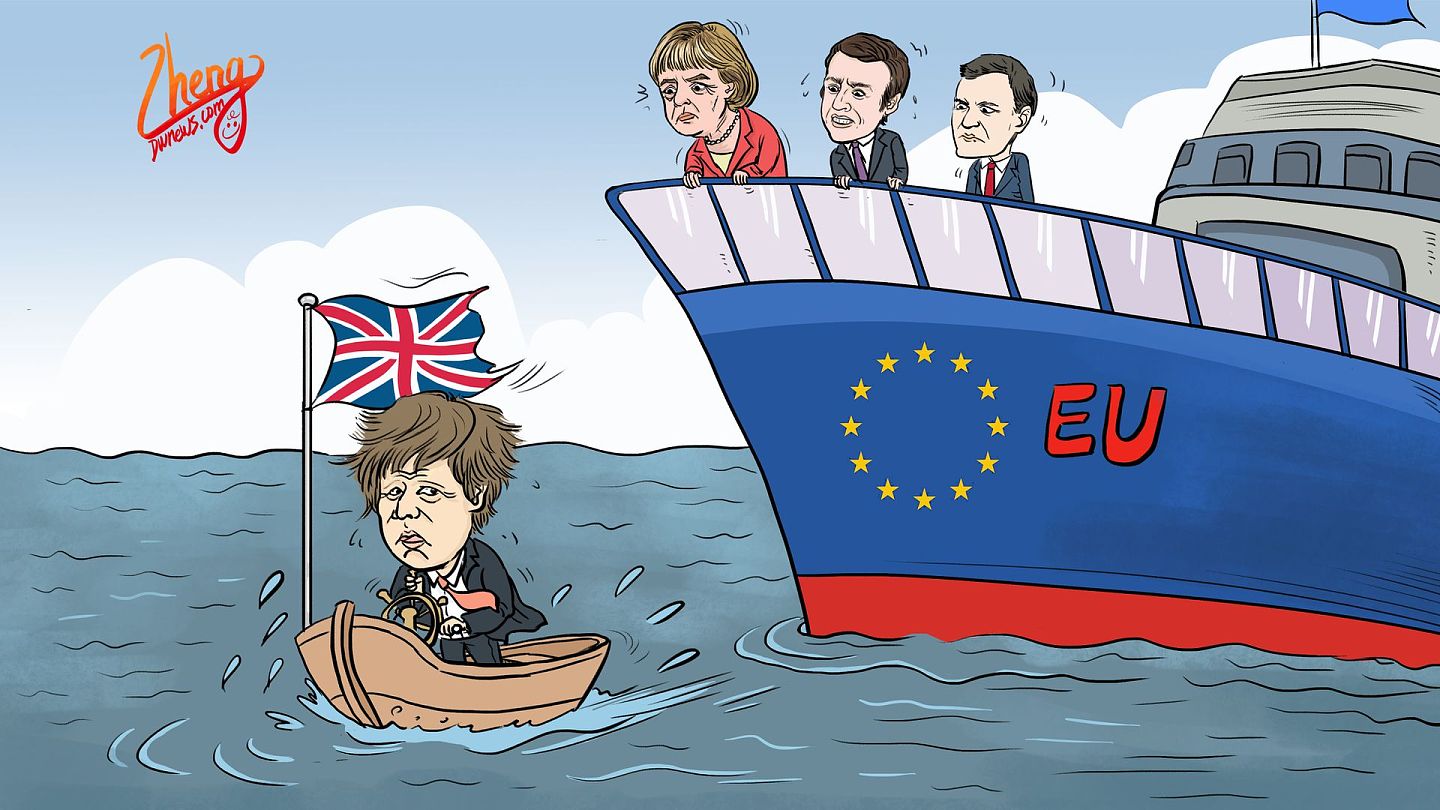 约翰逊驾驶小船驶离欧盟这艘大船。