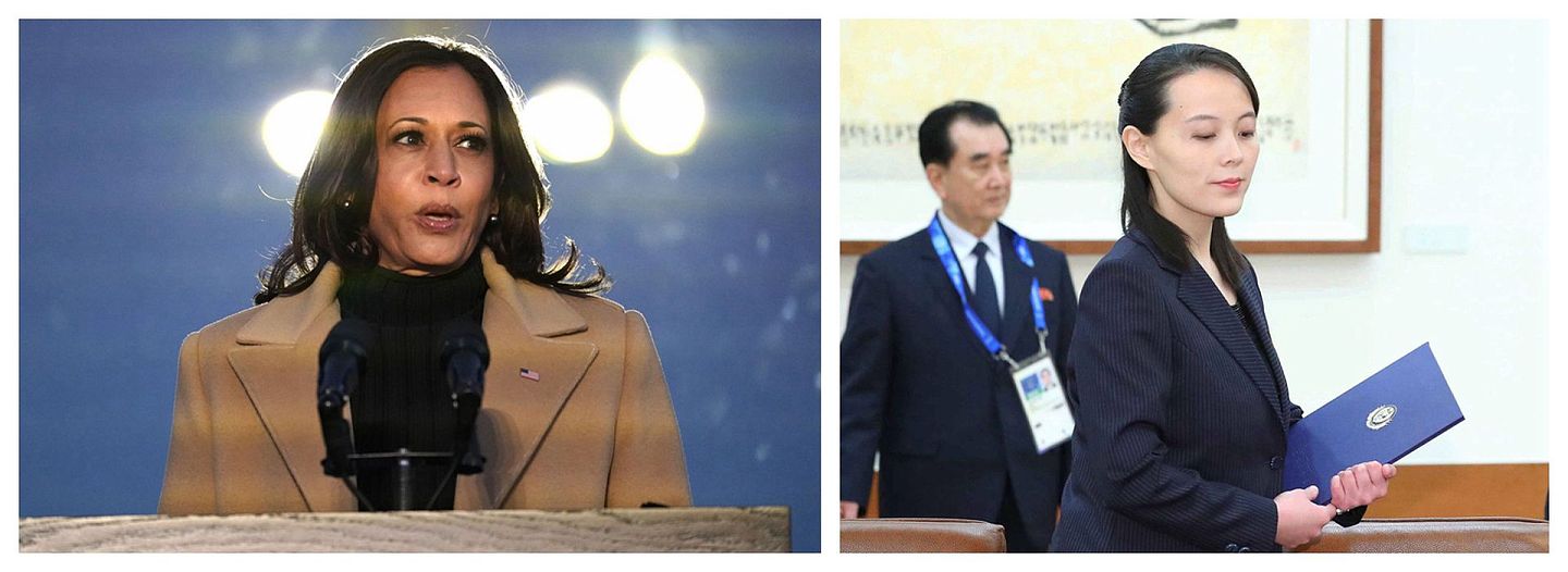 美国副总统贺锦丽和朝鲜劳动党中央副部长金与正举行会晤，被认为是推动朝鲜无核化进程的重要举措。（左：AP；右：视觉中国）