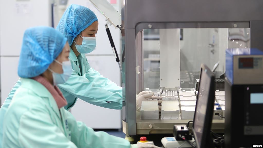 位于云南昆明的中国华大基因集团实验室的科技人员在工作。（2018年12月26日）