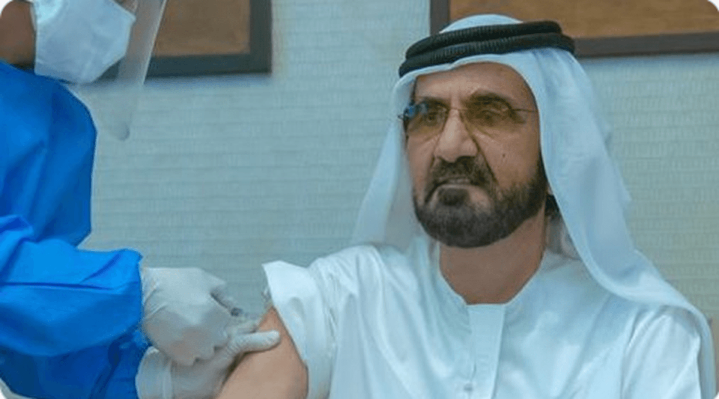 阿拉伯联合酋长国副总统兼总理阿勒马克图姆（Mohammed bin Rashid Al Maktoum）已接种了中国新冠疫苗。（Twitter@阿勒马克图姆）