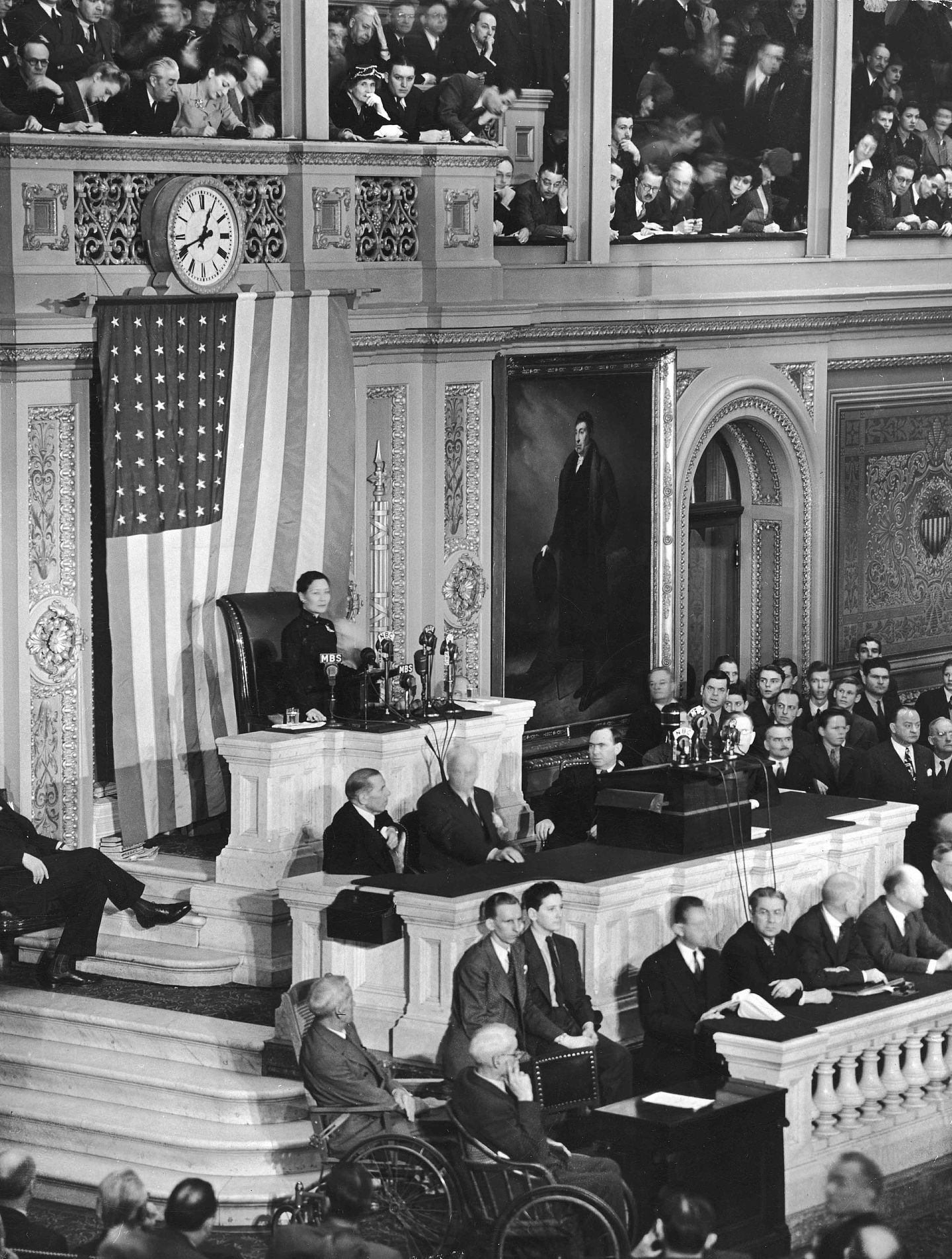 1943年的卡内基音乐厅。宋美龄代表国民政府在美国国会上发表演讲，期能获得美国军事援华。（VCG）