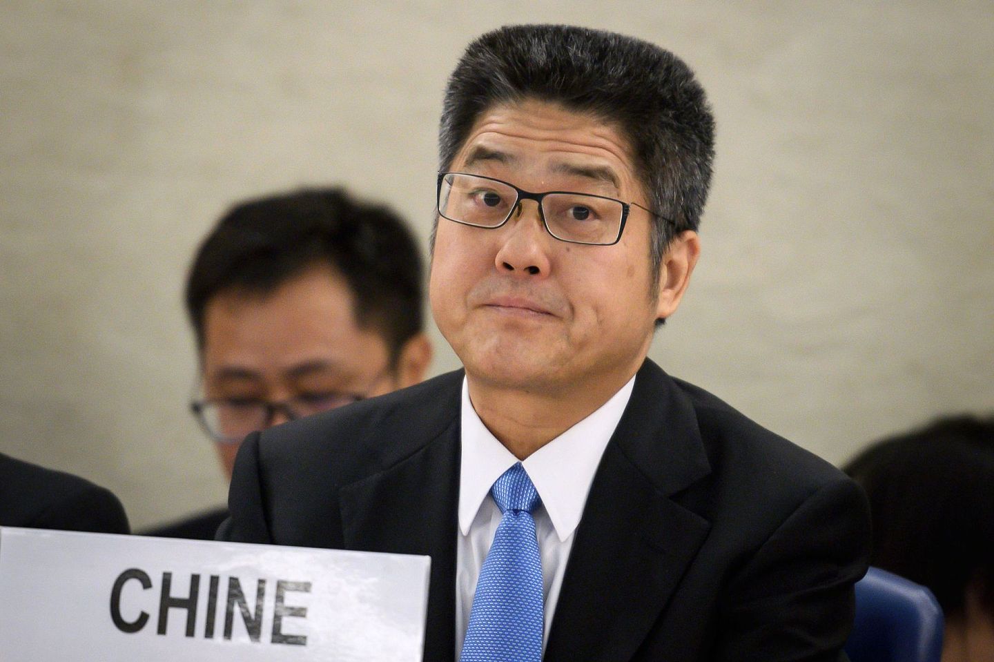 2018年11月6日，在瑞士日内瓦，中国外交部副部长乐玉成率团出席联合国人权理事会第三轮国别人权审议会议。（Reuters）