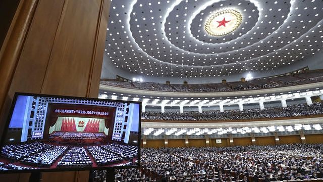 北京人民大会堂第十三届中国全国人民代表大会第三次会议开幕现场（新华社图片22/5/2020）