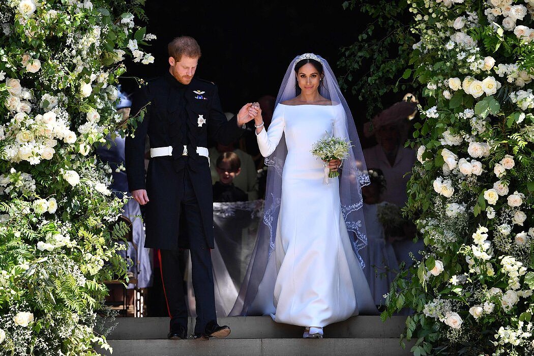 2018年，哈里王子和梅根的婚礼。