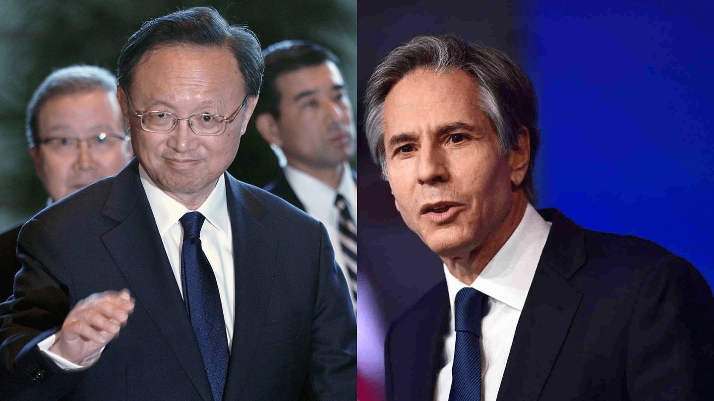 2021年2月6日负责中国外交事务的政治局委员杨洁篪（左）与美国新任国务卿布林肯通话，虽然双方声明「共识」不足，但打破了中美相对停滞的状态。 （左：AFP 右：Getty）