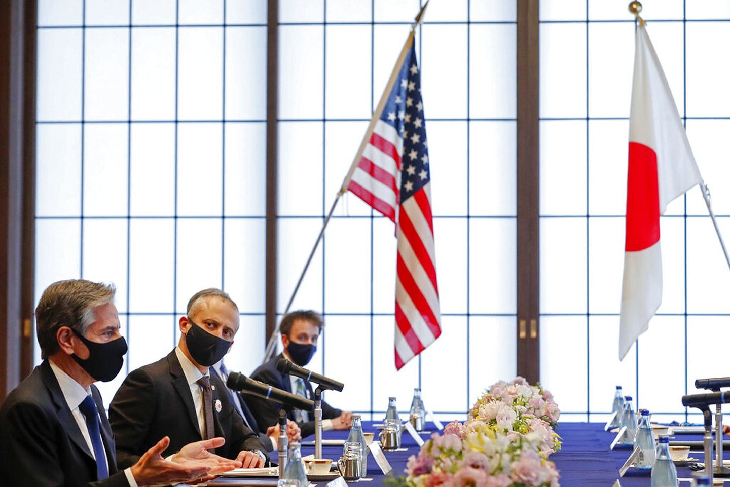 布林肯在与日本外相茂木敏充举行双边会晤时说，他希望在朝鲜无核化问题上与日本及其盟友合作。（AP）
