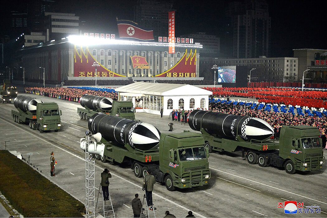 今年1月，朝鲜官方媒体发布了一张首都平壤阅兵式上的导弹照片。