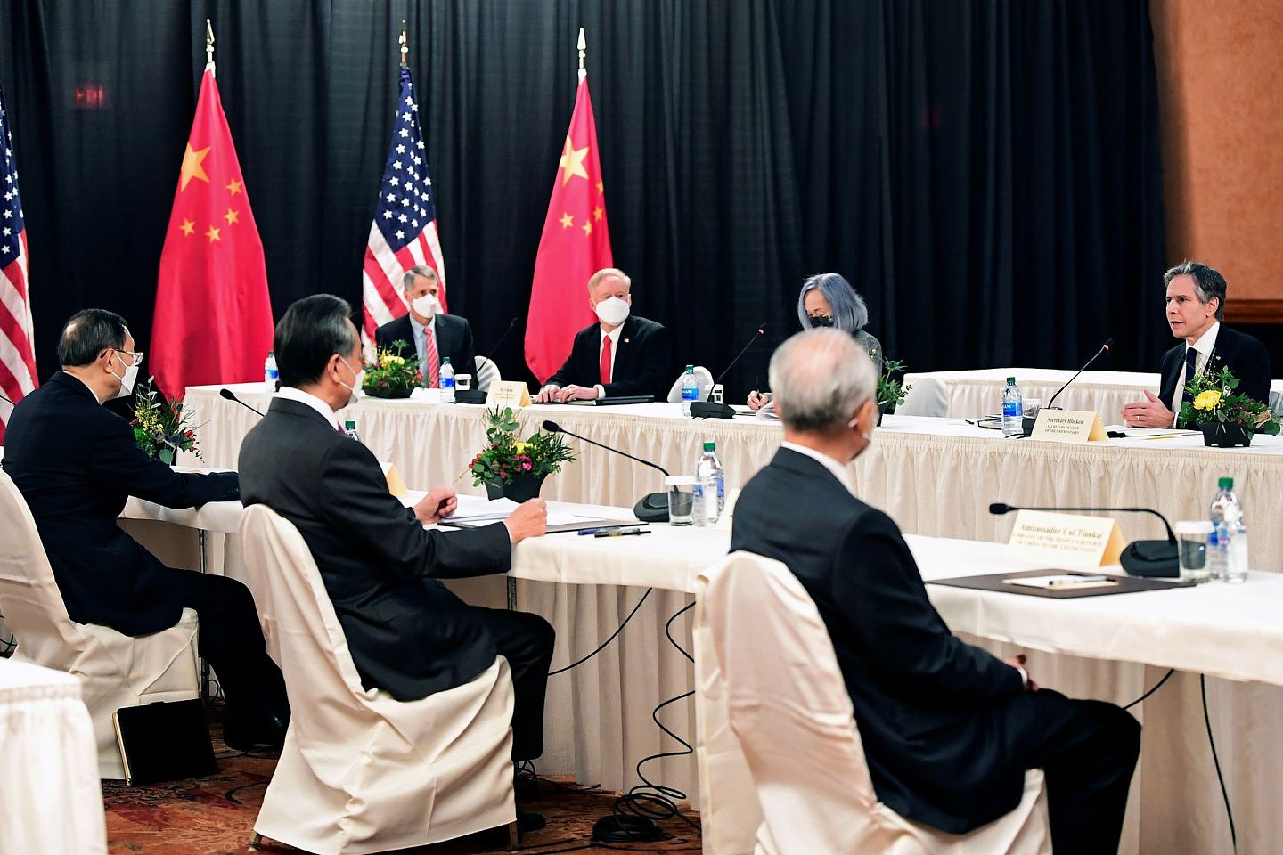 中美会谈对话现场。（Reuters）