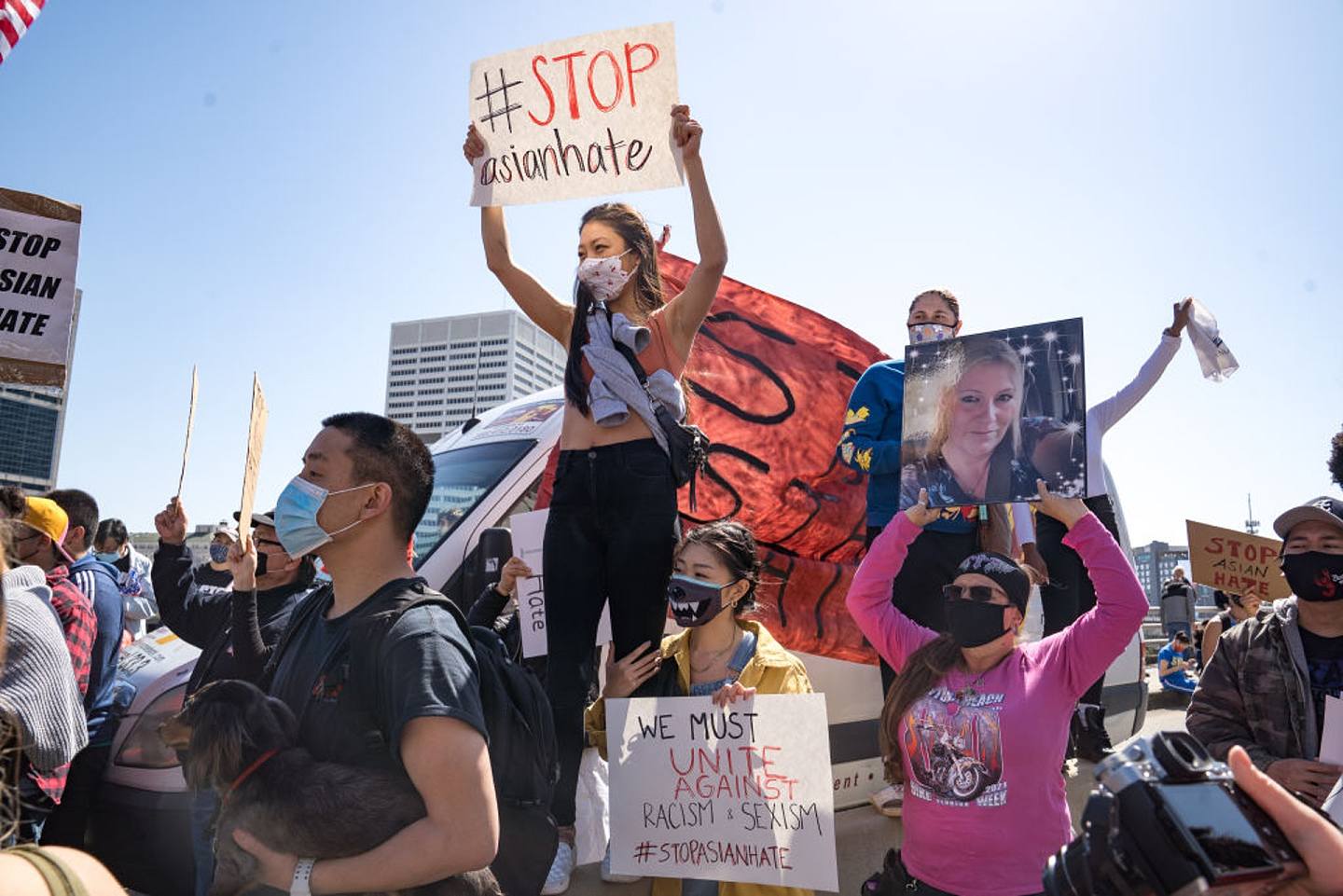亞特蘭大亞裔群體3月20日上街示威呼籲停止仇恨亞裔。（Getty）