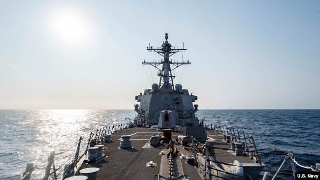 美国伯克级驱逐舰“麦克坎贝尔”号(USS McCampbell) 2020年5月13日行经台湾海峡(图片来源：美国太平洋舰队脸书)