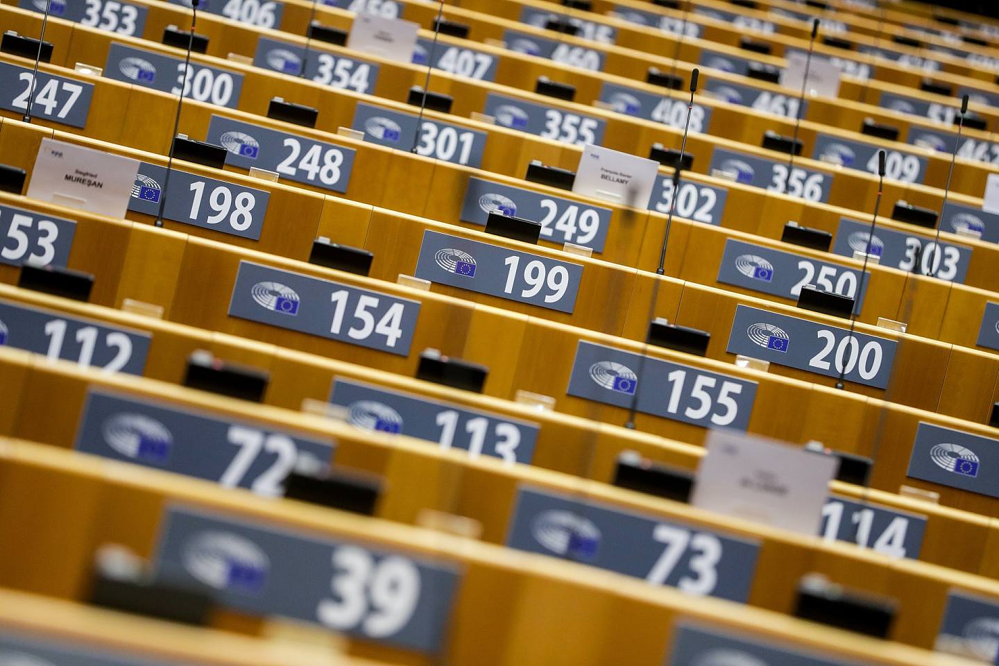 图为2021年3月24日，欧洲议会于布鲁塞尔即将召开会议。 （路透社）
