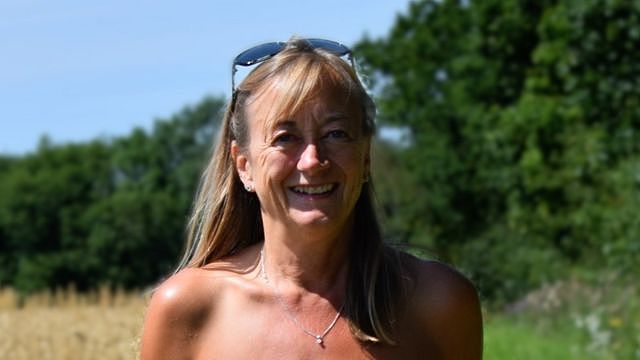 British naturist Donna Price on a naked walk in the countryside