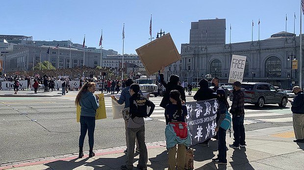 旧金山亚裔反歧视游行  因香港维吾尔人权问题内部起冲突