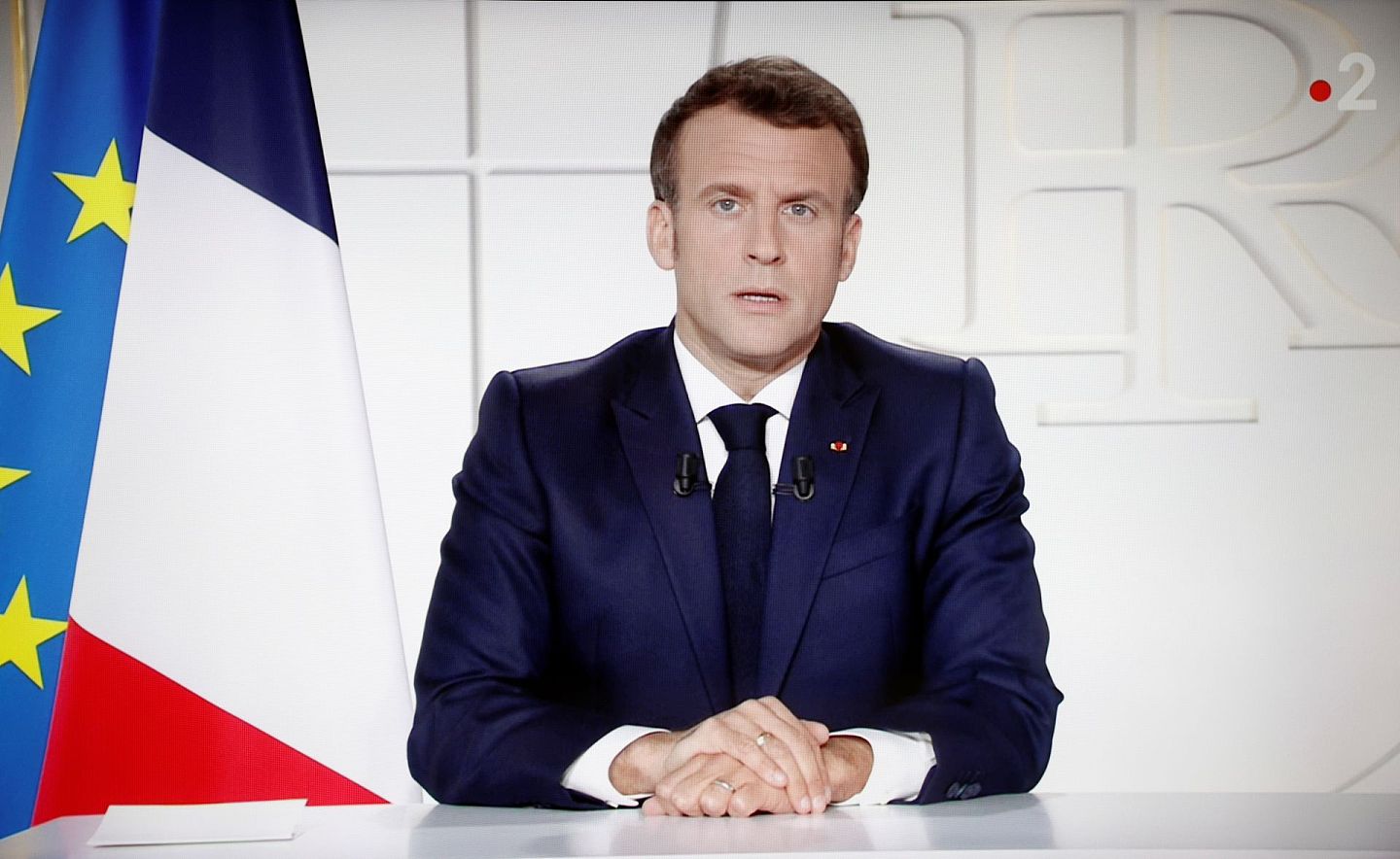 法国总统马克龙（Emmanuel Macron）3月31日发表电视讲话，宣布当地第三度实施全国封城。（Reuters）