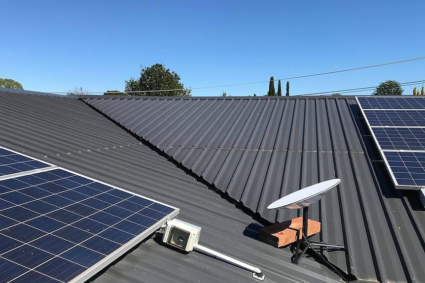 A Starlink satellite dish on a rooftop in Canberra