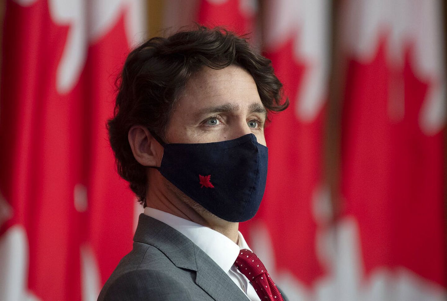 4月9日加拿大总理特鲁多在渥太华出席记者会。（AP）