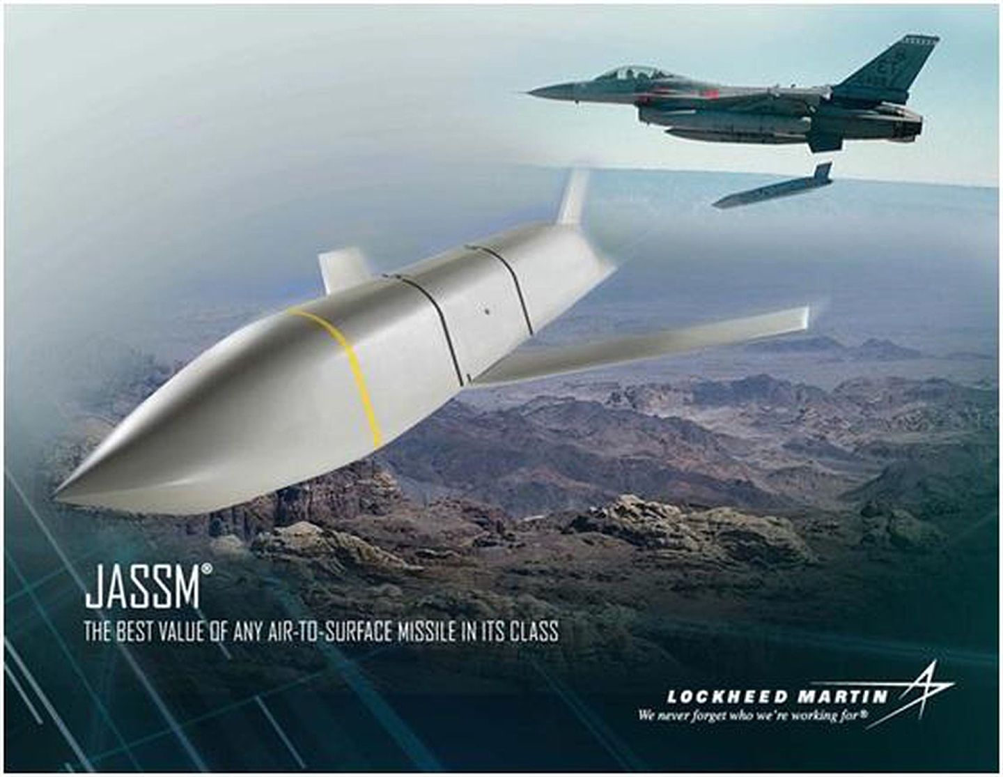 台军证实向美求售JASSM距外巡航导弹，以求具备拥有匿踪打击导弹的能力。由于此种武器相当敏感，且具有攻击性，未来发展相当难测。（Lockheed Martin）