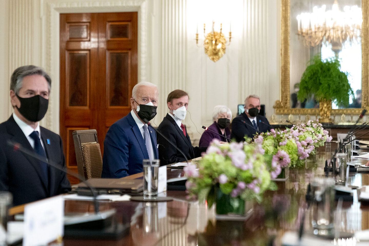 美国国务卿布林肯也出席了这次会晤。（AP）