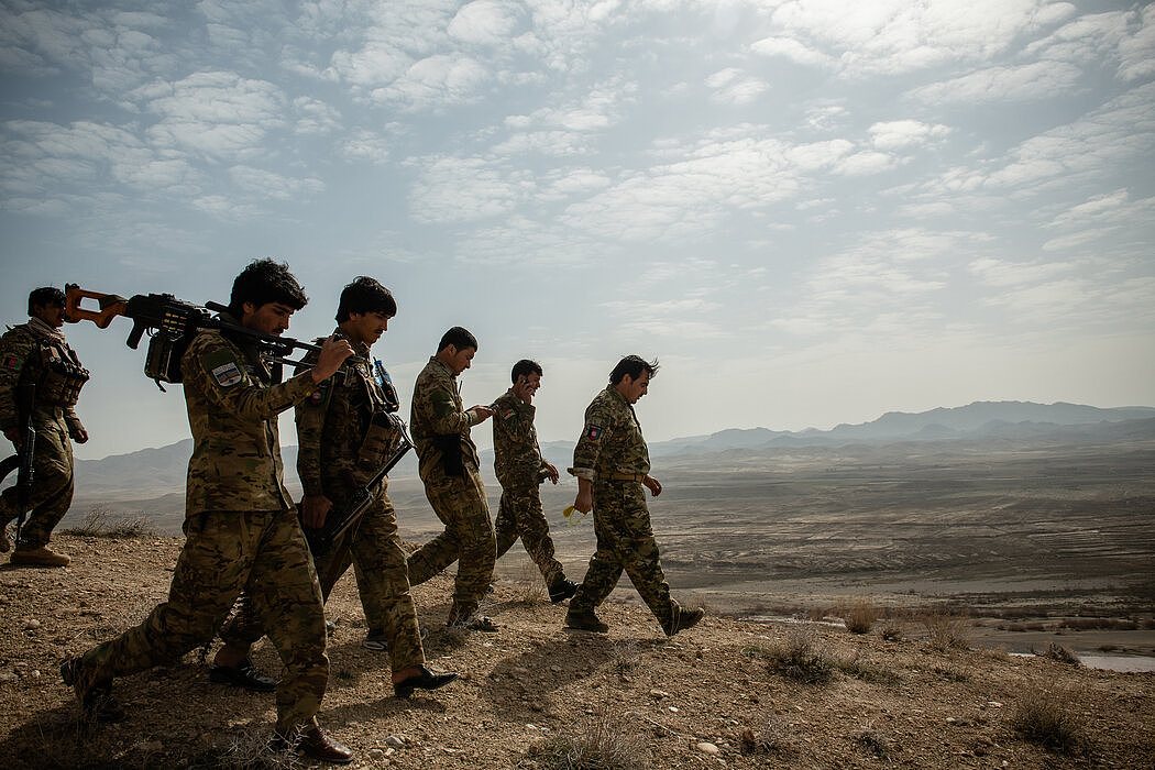2020年2月，扎布尔省一个疲惫不堪的阿富汗警察部队。