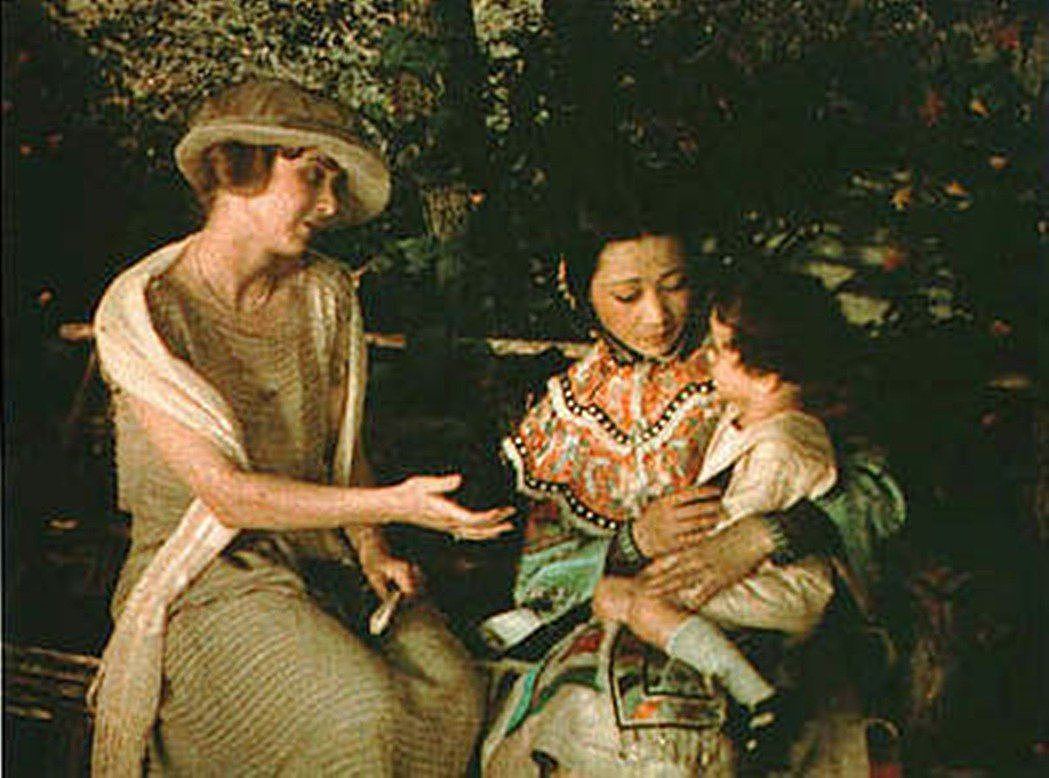 黄柳霜在《海逝》（1922）饰演遭白人抛弃的东方女子，蝴蝶夫人般的东方虐恋剧情片...