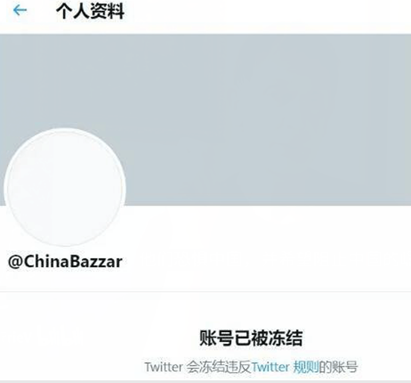 巴里因斥责西方媒体污蔑中国，导致推特账号被封号。（Twitter@ChinaBazzar）