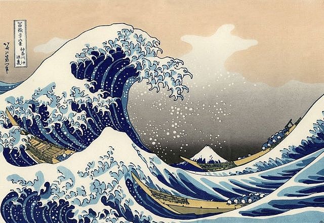 《神奈川冲浪里》是日本最具标志性的浮世绘版画。