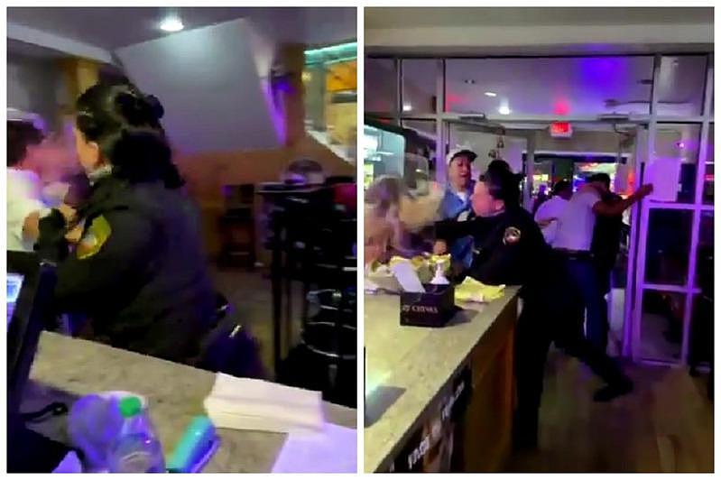 美国一位网友日前在推特贴出一只影片，可见到一位女保全在德州达拉斯的一间餐厅痛扁一位男子，还一拳朝着攻击她的女子脸庞揍下去。 画面翻摄：Twitter/LITIVATED
