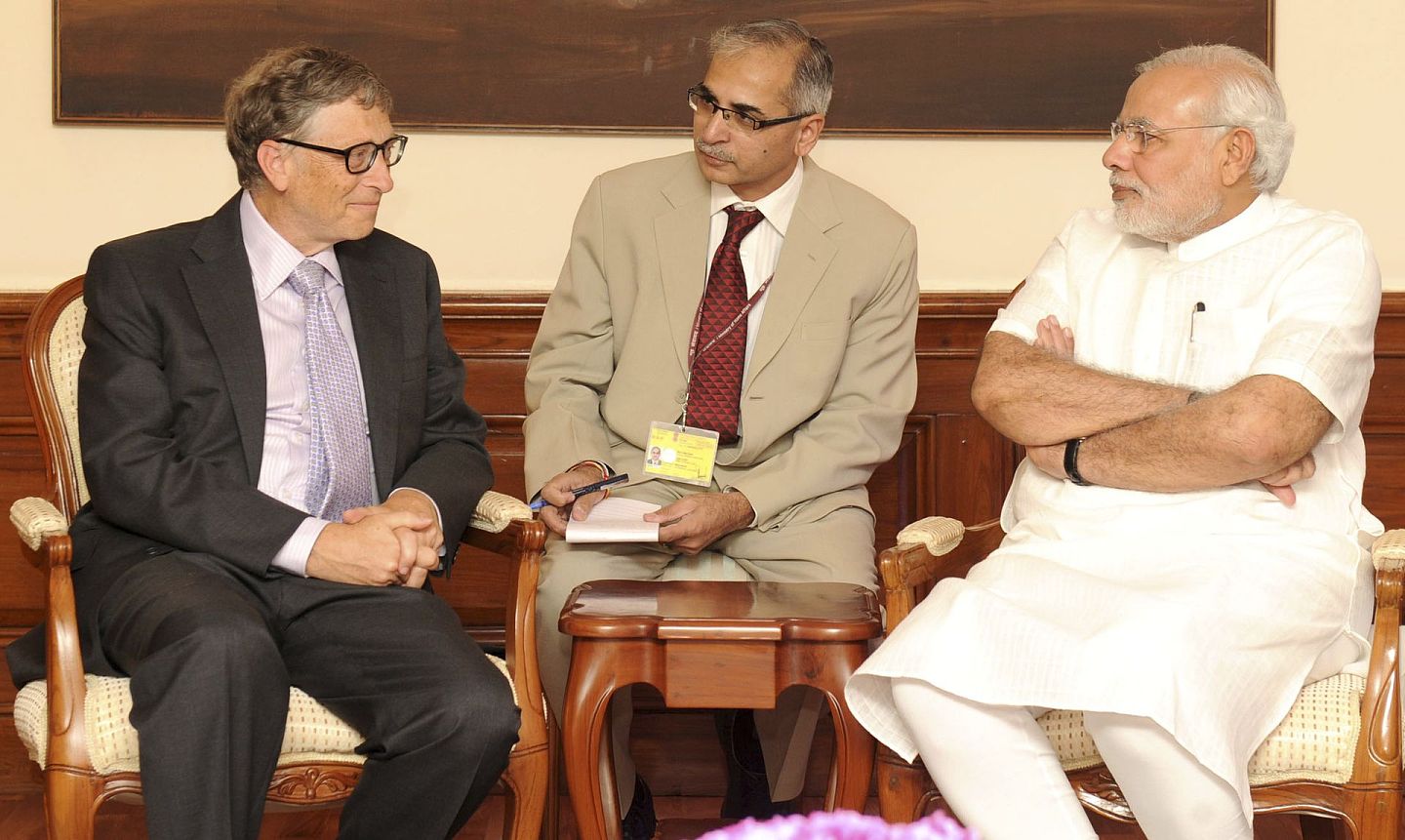 2014年9月19日, 比尔·盖茨与印度总理莫迪（Narendra Modi）在新德里会晤。（Reuters）