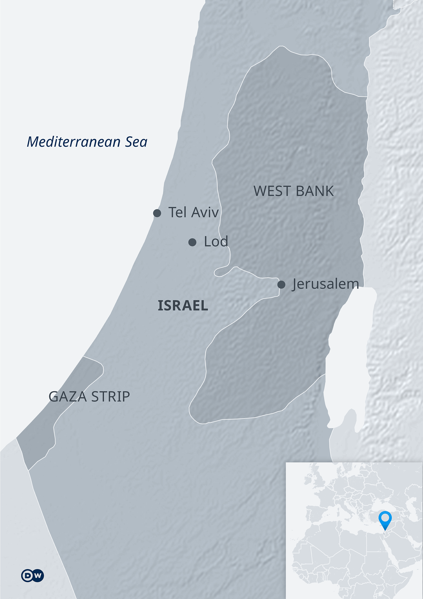 Karte Israel Gaza Strip West Bank EN