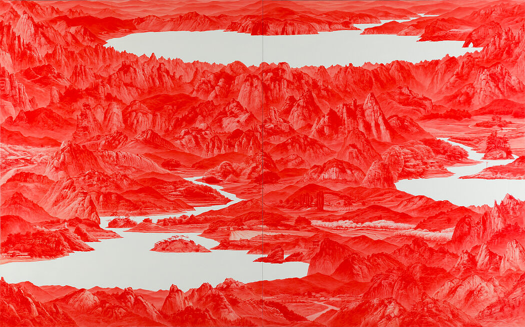 李世贤（音）创作的《红色之间》(2008)描绘的是朝韩非军事区。