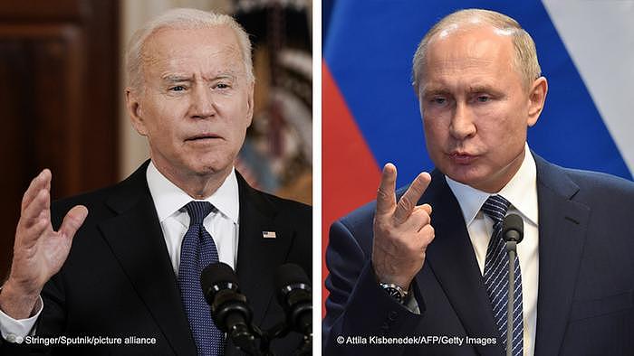 Kombobild Wladimir Putin und Joe Biden