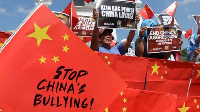 图为2019年在菲律宾马尼拉举行的一场反对中国在南海“侵略”的示威现场（资料照片）。