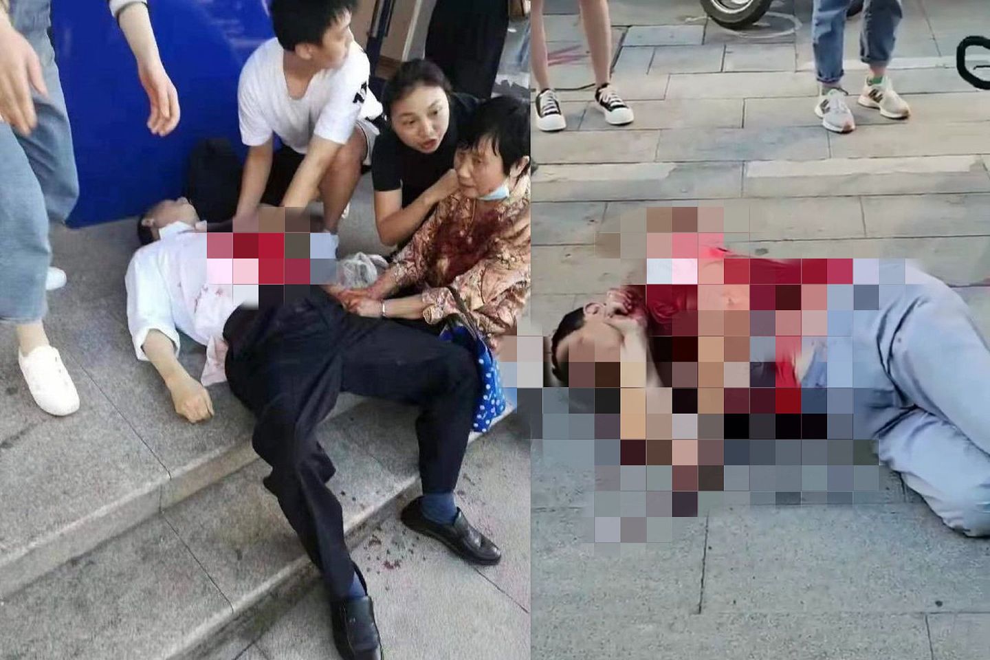 安庆发生随机杀人案。图为受重伤的民众。（Twitter@realEmperorPooh）